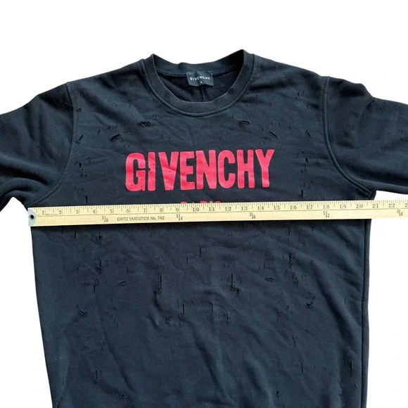 Givenchy Paris Distressed Black Crewneck Sweatshirt Size S - Picture 4 of 12